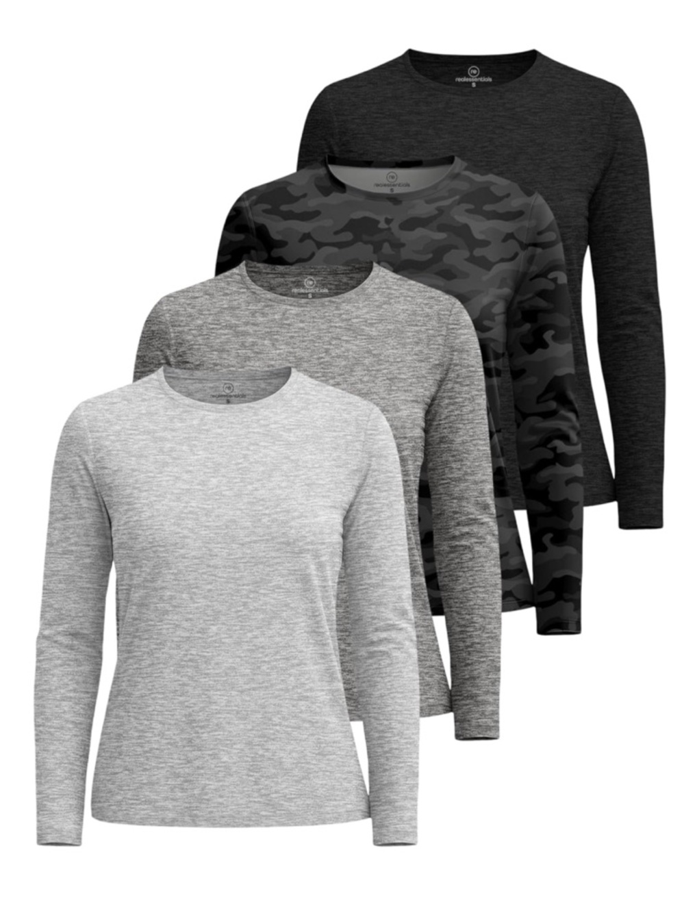 Real Essentials 4 Pack: Women's UPF 50+ Quick Dry Multi Colors. Size XS